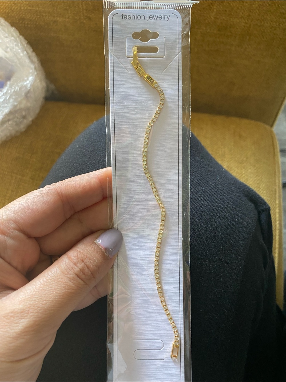 Fashion Jewelry Gold Crystal Tennis Bracelet